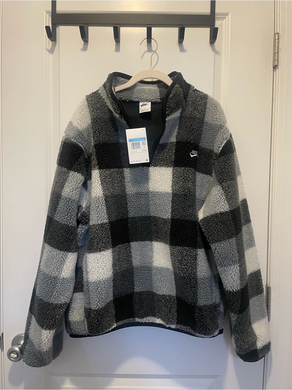 Nike Sherpa Fleece Plaid Pullover Jacket Menβs M New With Tag